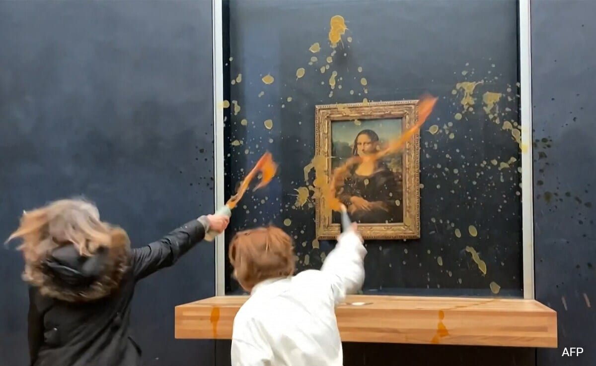 Activists Splash Soup On Glass-Protected Mona Lisa In Paris