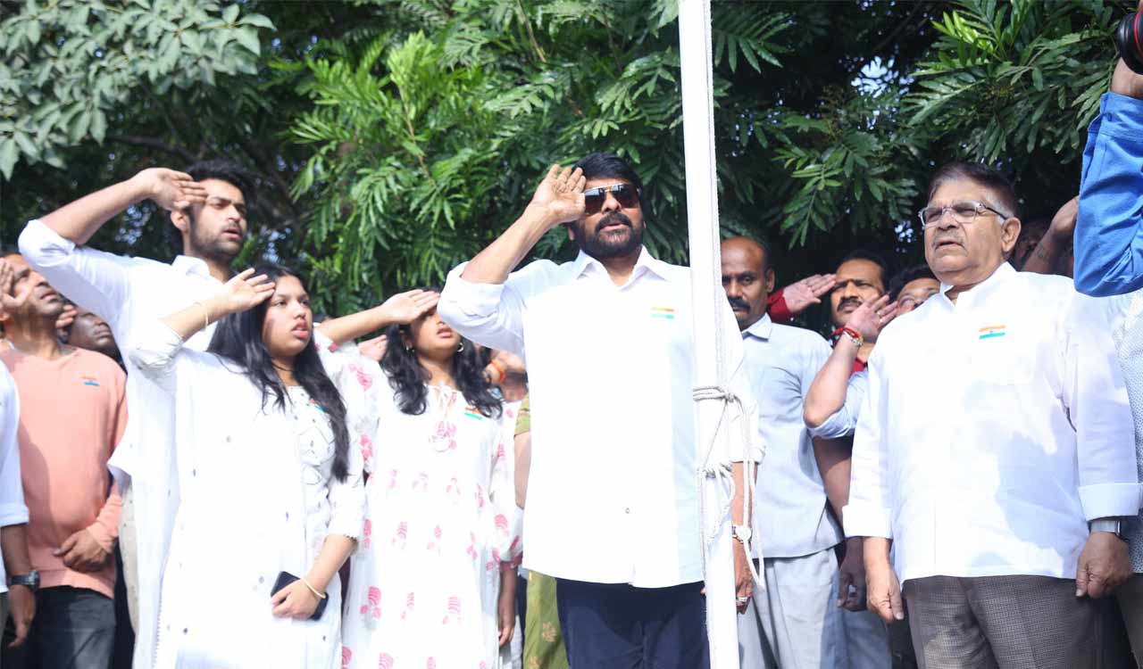 Republic Day 2024 : Actor Chiranjeevi unfurls national flag at his blood bank