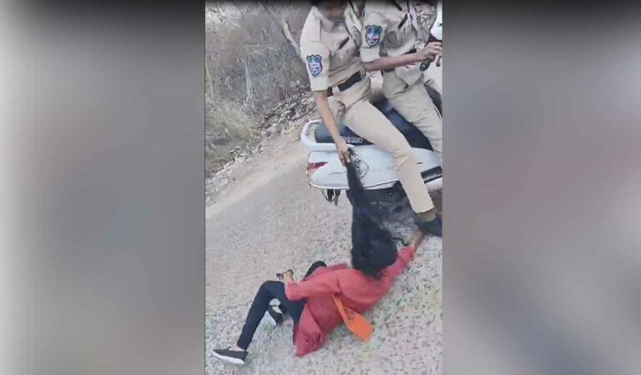 Cyberabad CP suspends two constables for dragging woman student by hair during protest