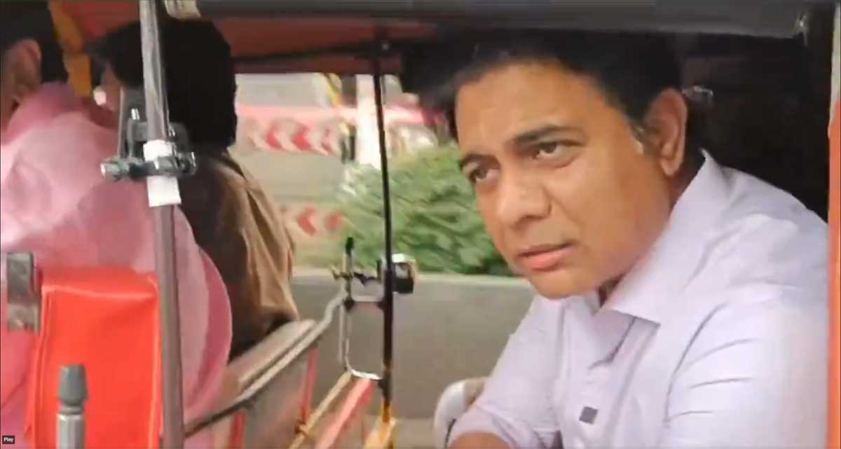 Watch: Video of KTR’s auto-rickshaw ride in Hyderabad goes viral