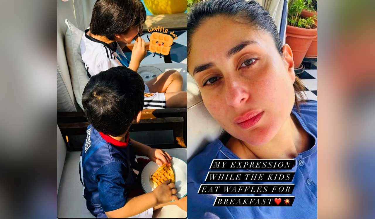 Kareena offers sneak peek at sons Taimur and Jeh delighting in waffles