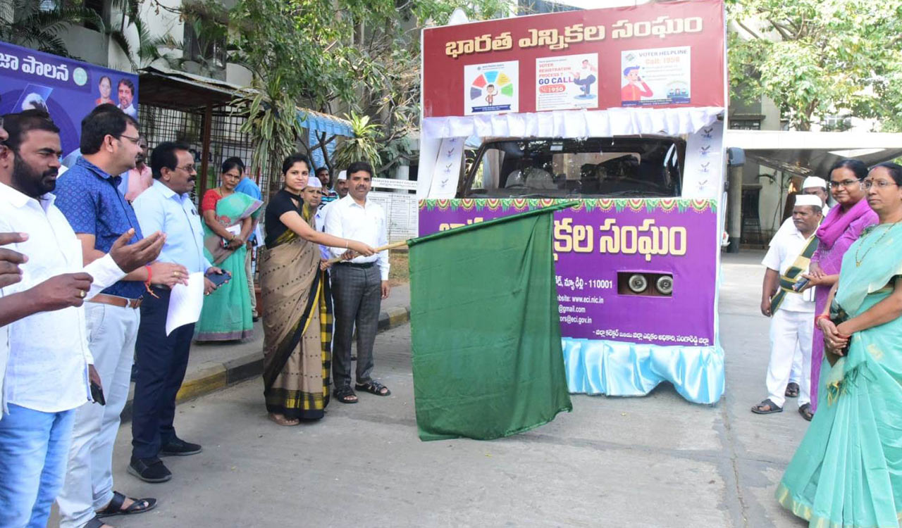 Sangareddy Collector flags off voter awareness vehicle