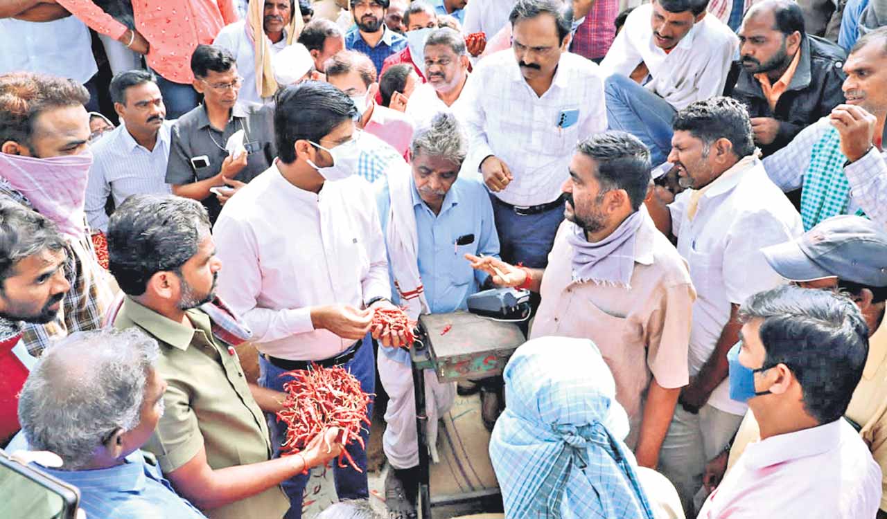 Khammam Collector warns traders against cheating chilli farmers