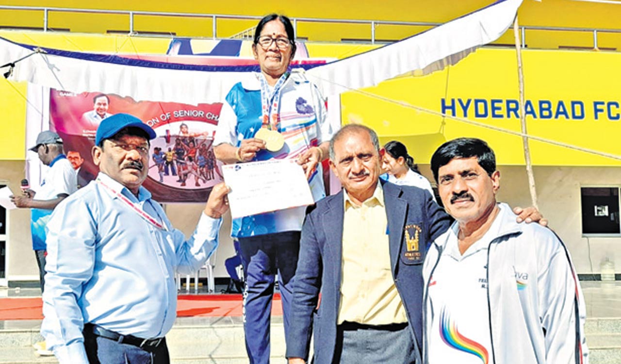 Hyderabad athlete Sailaja clinches triple gold medals at Masters Games State Championship