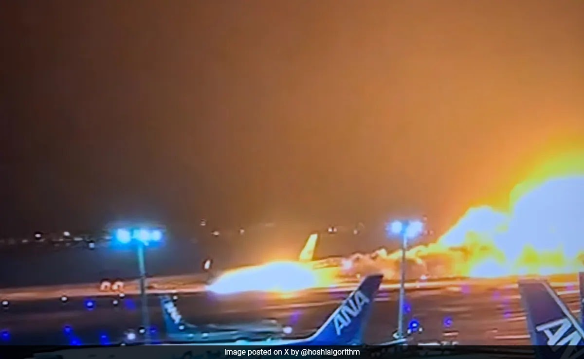 Video: Japan Airlines Flight Seen In Flames On Tokyo Airport's Runway