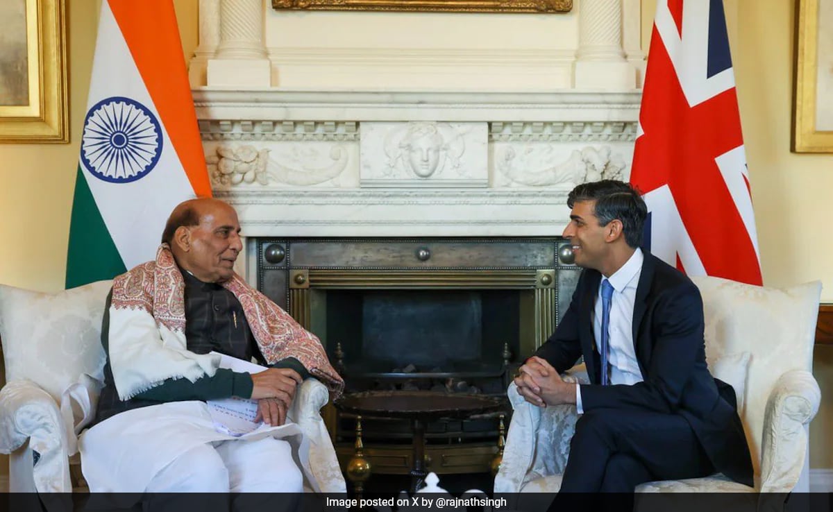 Defence Minister Rajnath Singh Meets UK PM Rishi Sunak In London