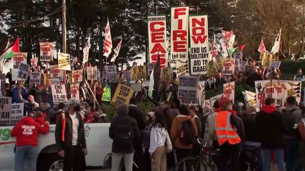 Protesters rally in San Francisco during Biden's visit