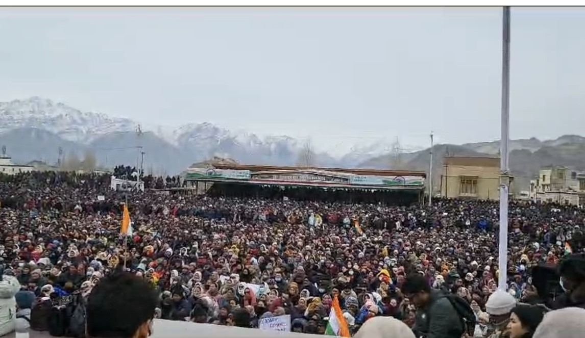 Ladakh Shuts Down As Thousands March For Statehood In Freezing Cold