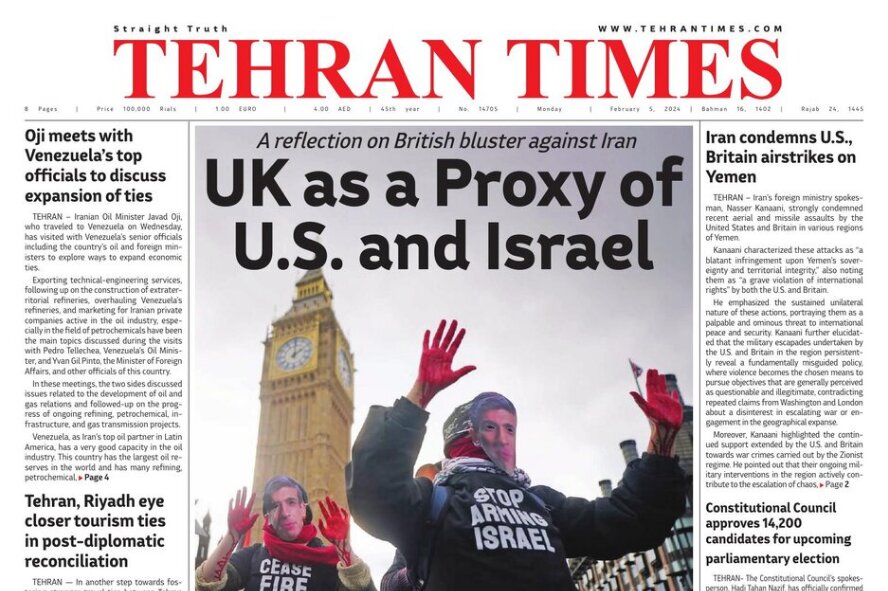 Front pages of Iran's English dailies on Feb. 05