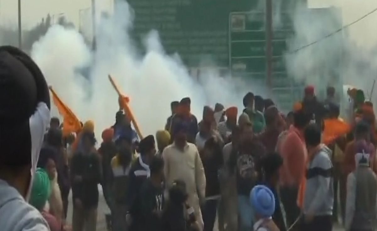 Tear Gas Fired At Farmers Marching Towards Delhi At Punjab-Haryana Border