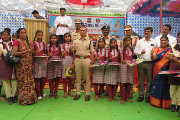 Police distribute stationery to 700 class X students in Asifabad