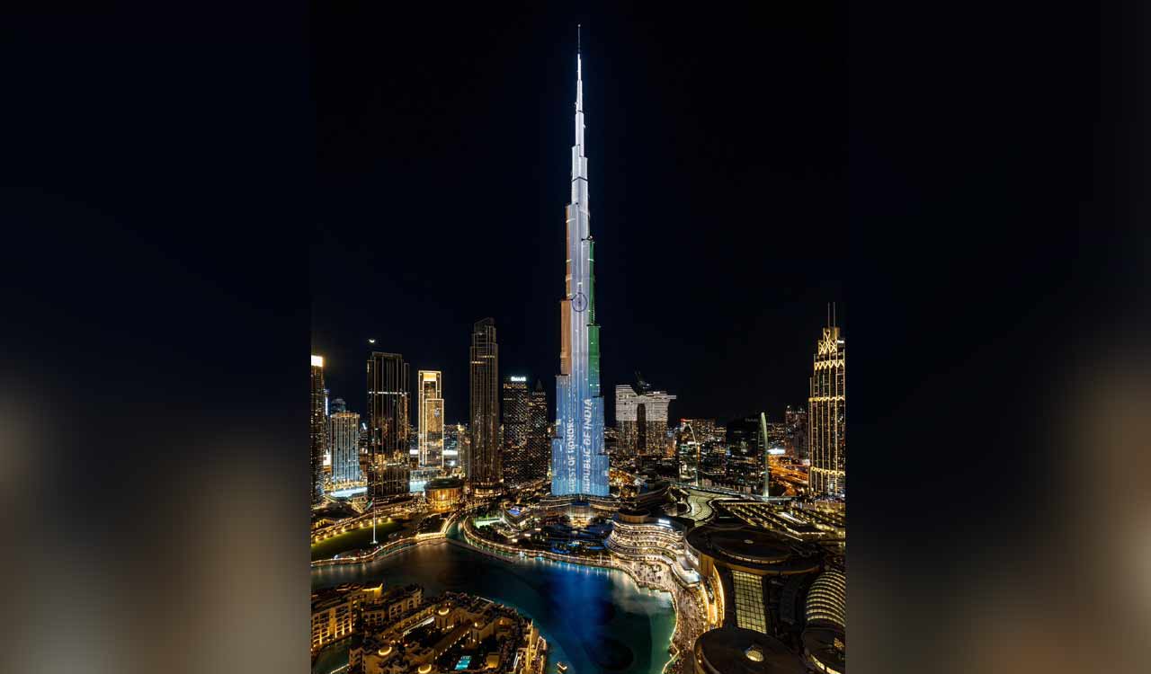 Celebrating PM Modi’s visit, Burj Khalifa lit up with Indian Tricolour