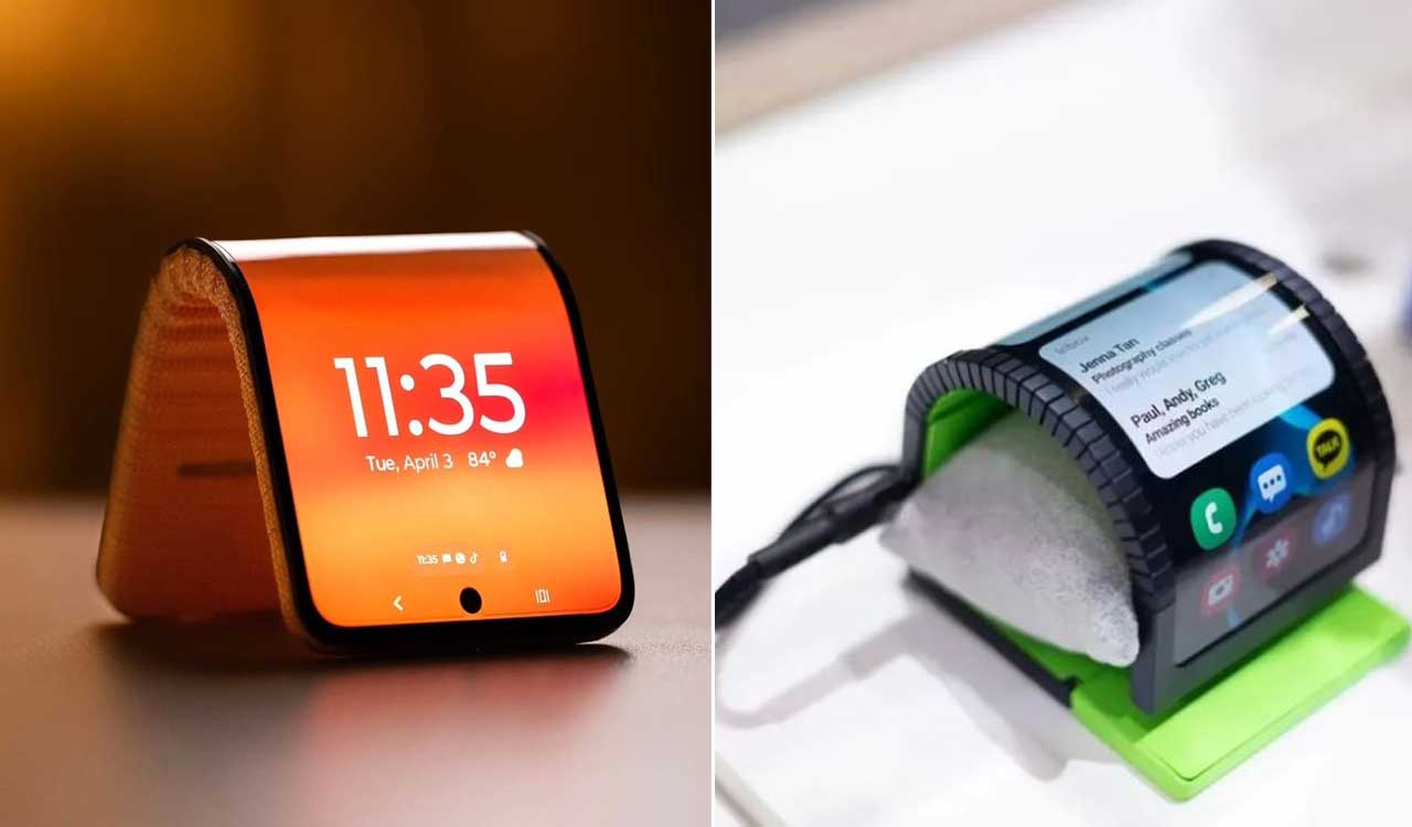 Motorola, Samsung showcase smartphones that can bend to become ‘wristbands’