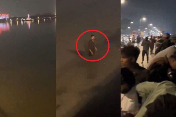 Watch: Man demands 90 ml liquor after jumping into Hussain Sagar