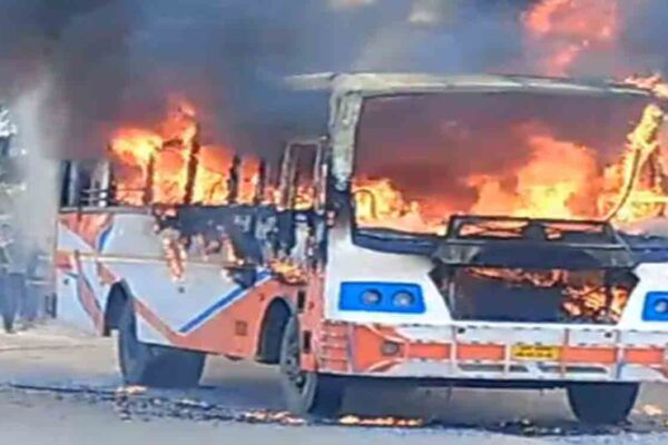 Miraculous escape for passengers as bus goes up in flames in Kerala