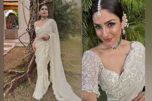 Raveena Tandon is a picture of elegance in white saree for wedding