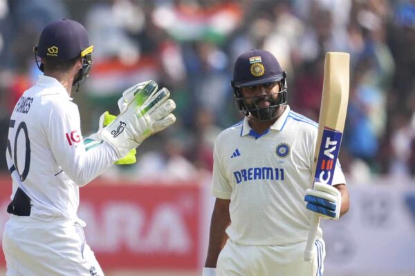 Rohit unbeaten fifty carries India to 93/3 at lunch against England