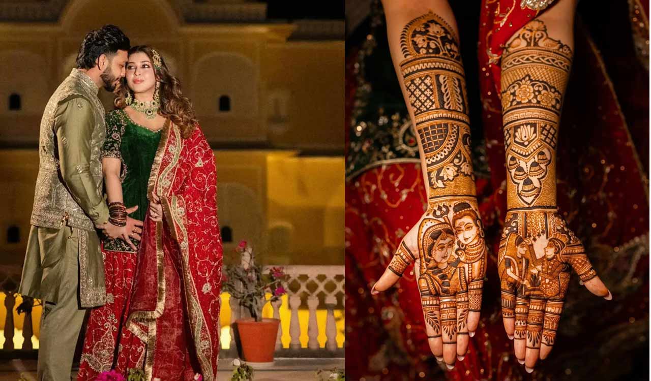 Sonarika Bhadoria flaunts Shiv-Parvati mehendi design at her nuptials