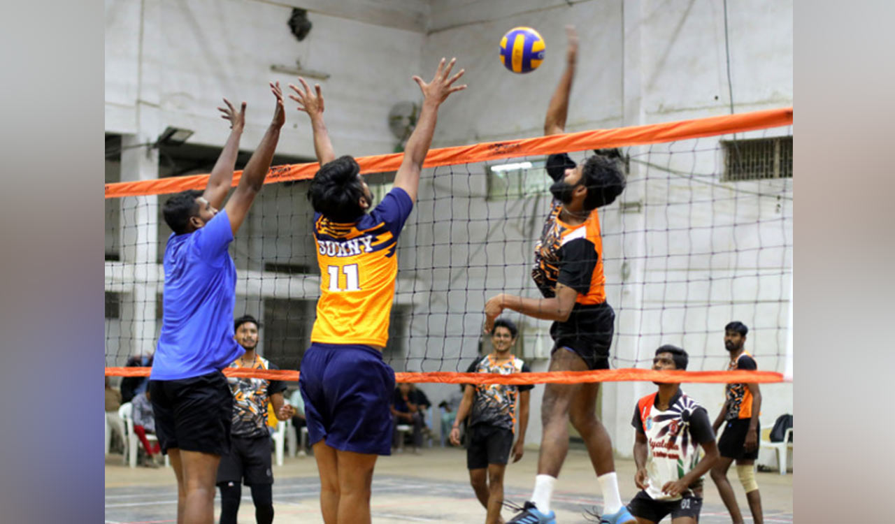 Dhananjaya Goud Volleyball Tournament: Easy win for LB Stadium