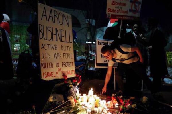 Vigil held outside Israeli embassy following US airman's pro-Gaza self-immolation