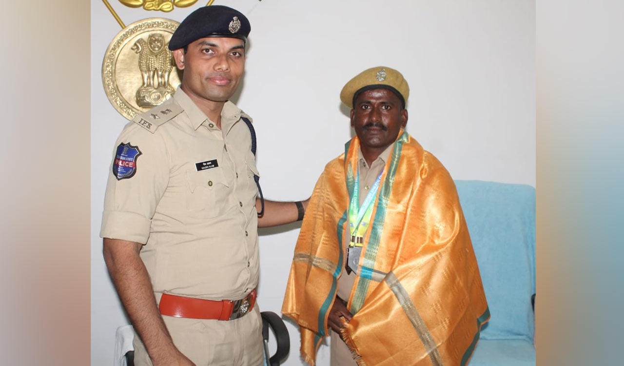 Adilabad home guard felicitated for shining in masters athletic championship