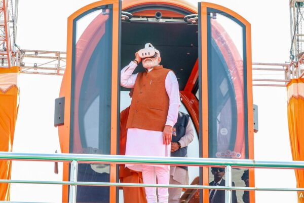 Watch: PM Uses Virtual Reality Headset To Inspect Kashi Ropeway Project