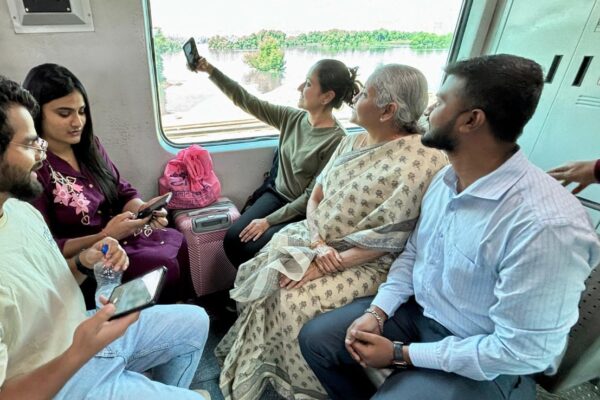 Pics: Nirmala Sitharaman's Mumbai Local Train Ride, Selfies With Commuters