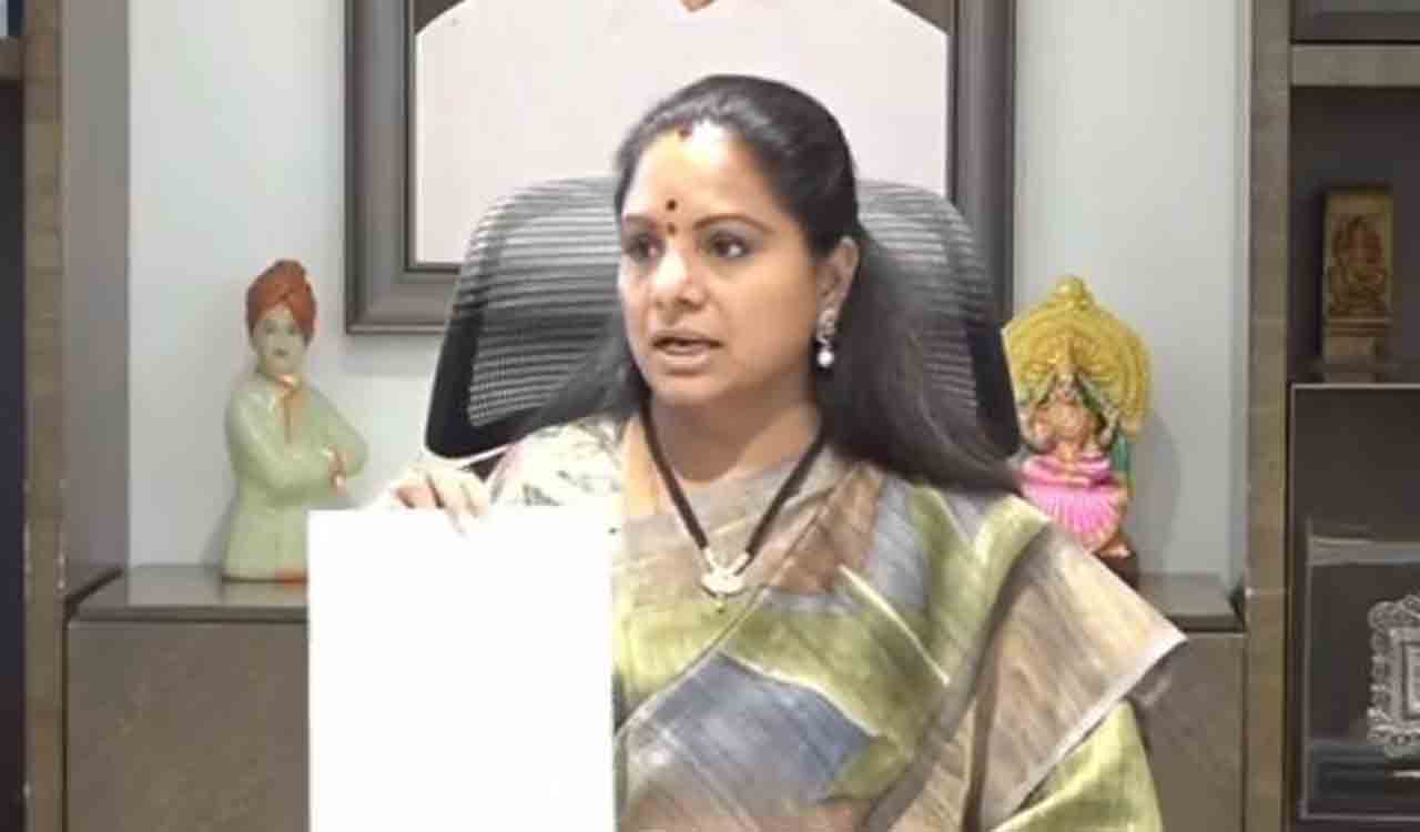 BRS MLC Kavitha demands immediate roll back of GO removing roster points for women reservation