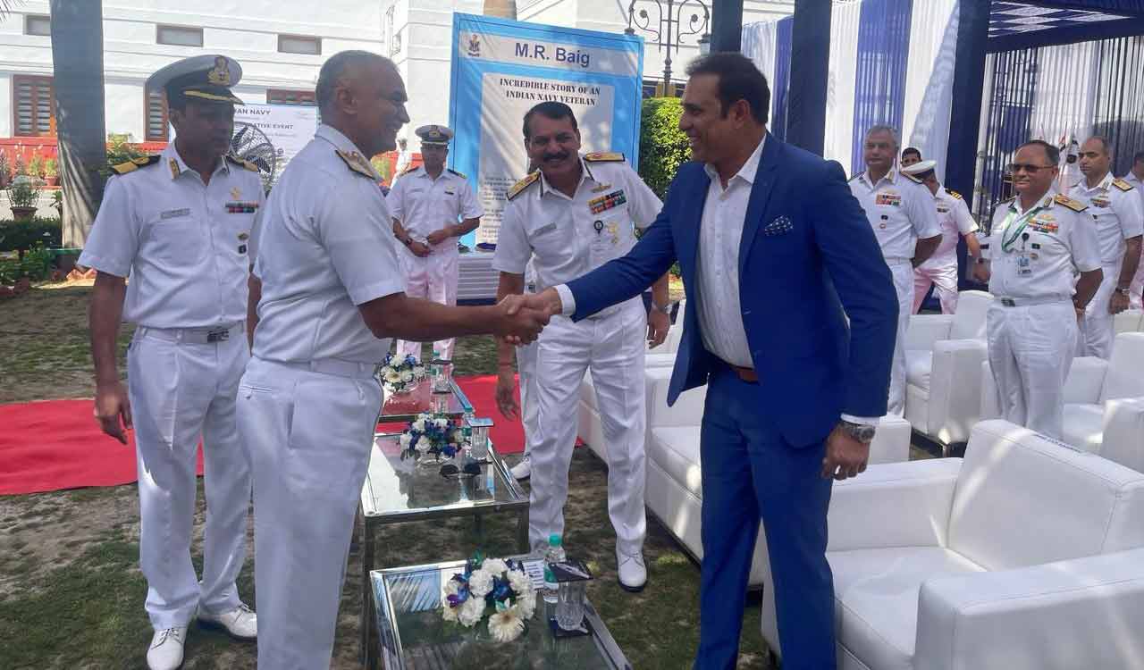 VVS Laxman meets Indian Navy Chief R Hari Kumar