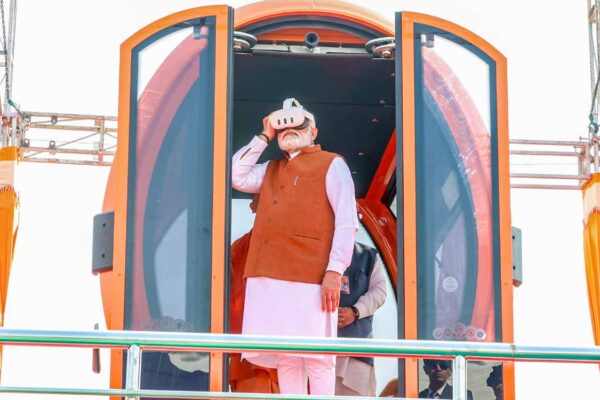 PM Modi uses virtual reality headset to inspect Kashi ropeway project