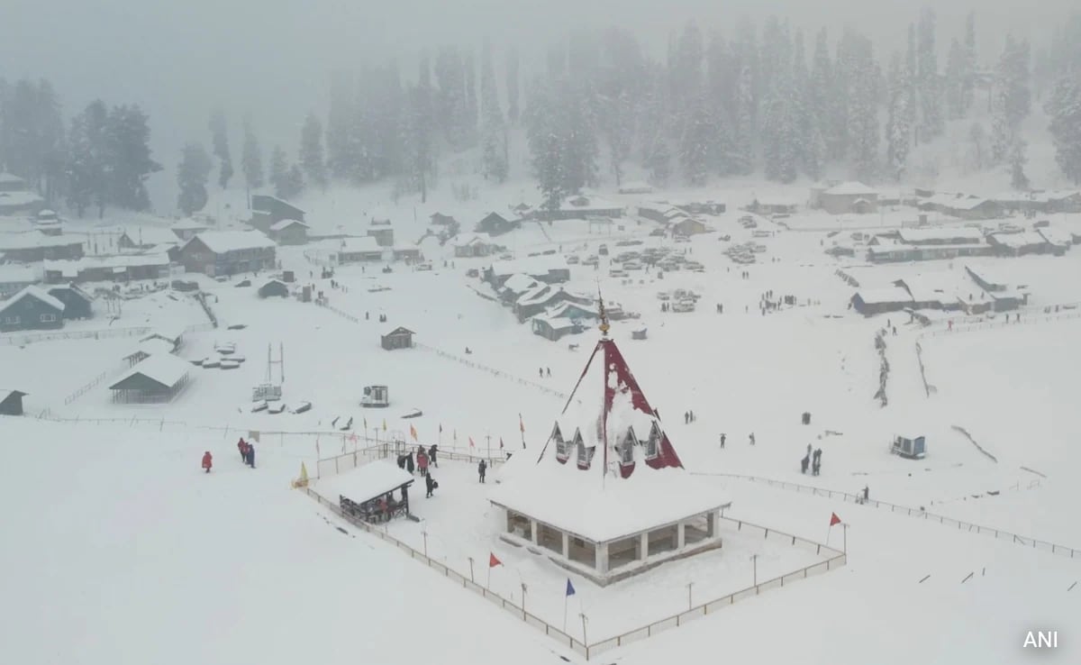 Drone Captures Stunning View Of Gulmarg Covered In Thick Blanket Of Snow