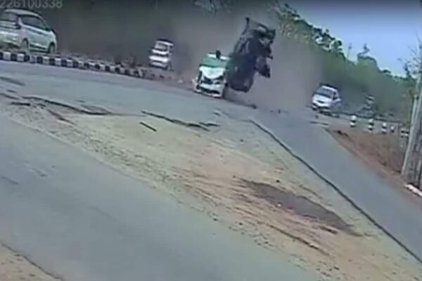 Video: 4 Injured As Speeding Car Topples Over Divider, Hits Another Vehicle