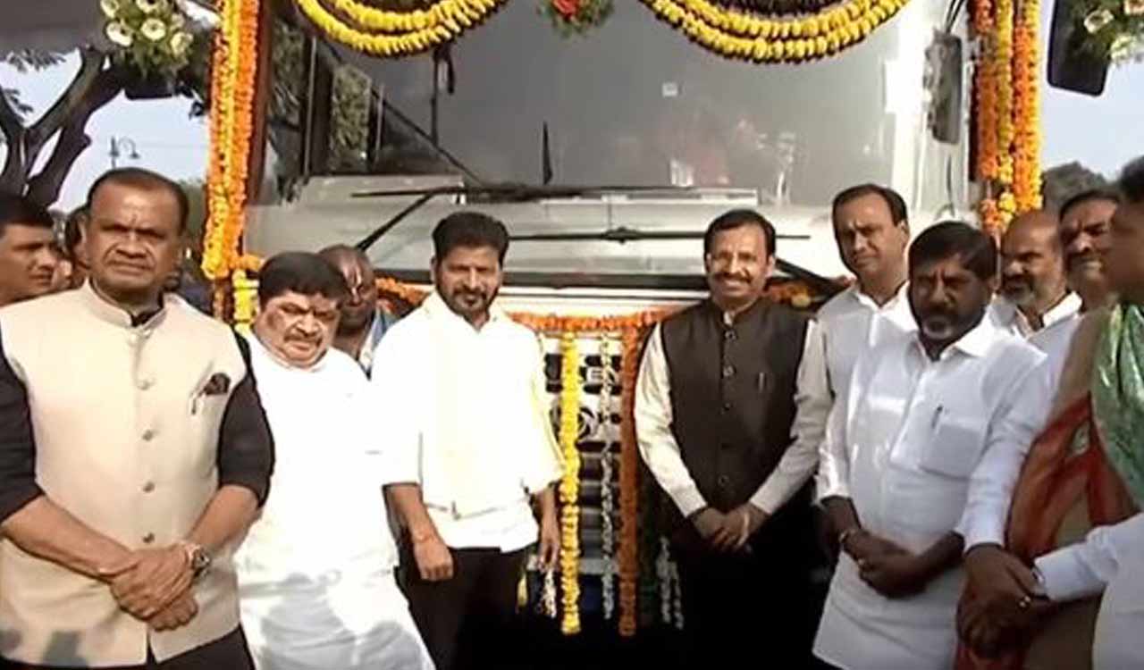 CM Revanth Reddy flags-off 100 new RTC buses