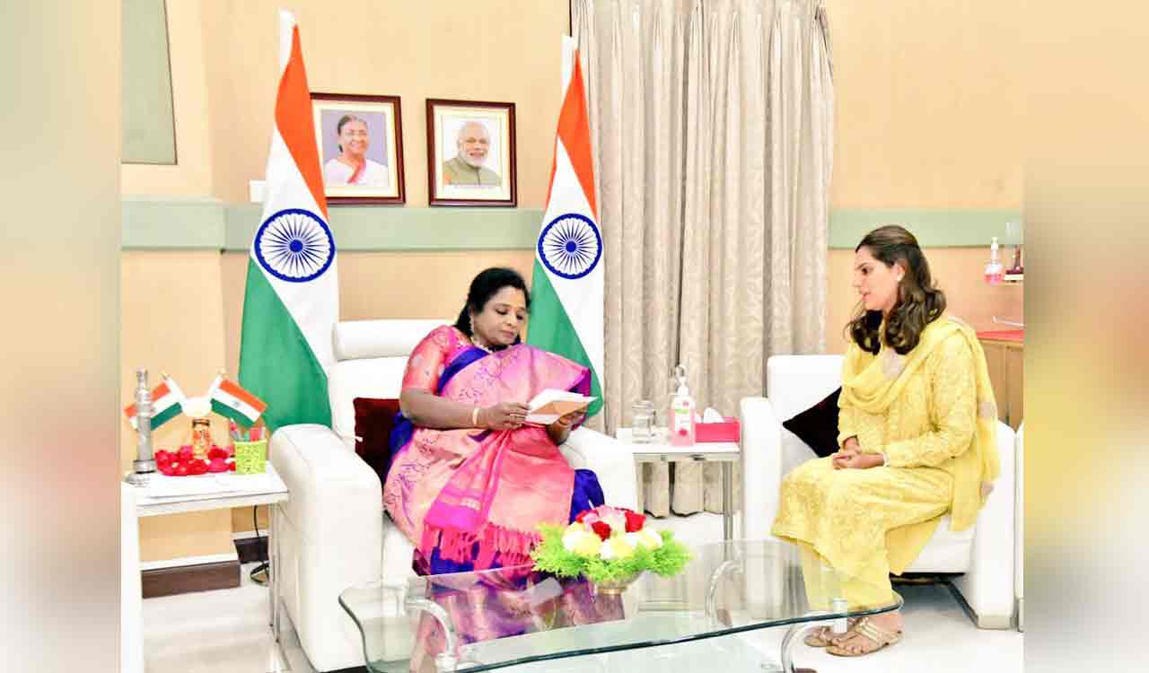 Konidela Upasana meets Telangana Governor Dr Tamilisai Soundararajan