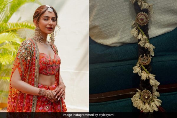 Rakul Preet Singh's "Flowers And Jewels" Mehendi Bridal Hairstyle Was An Ode To Her Punjabi Heritage