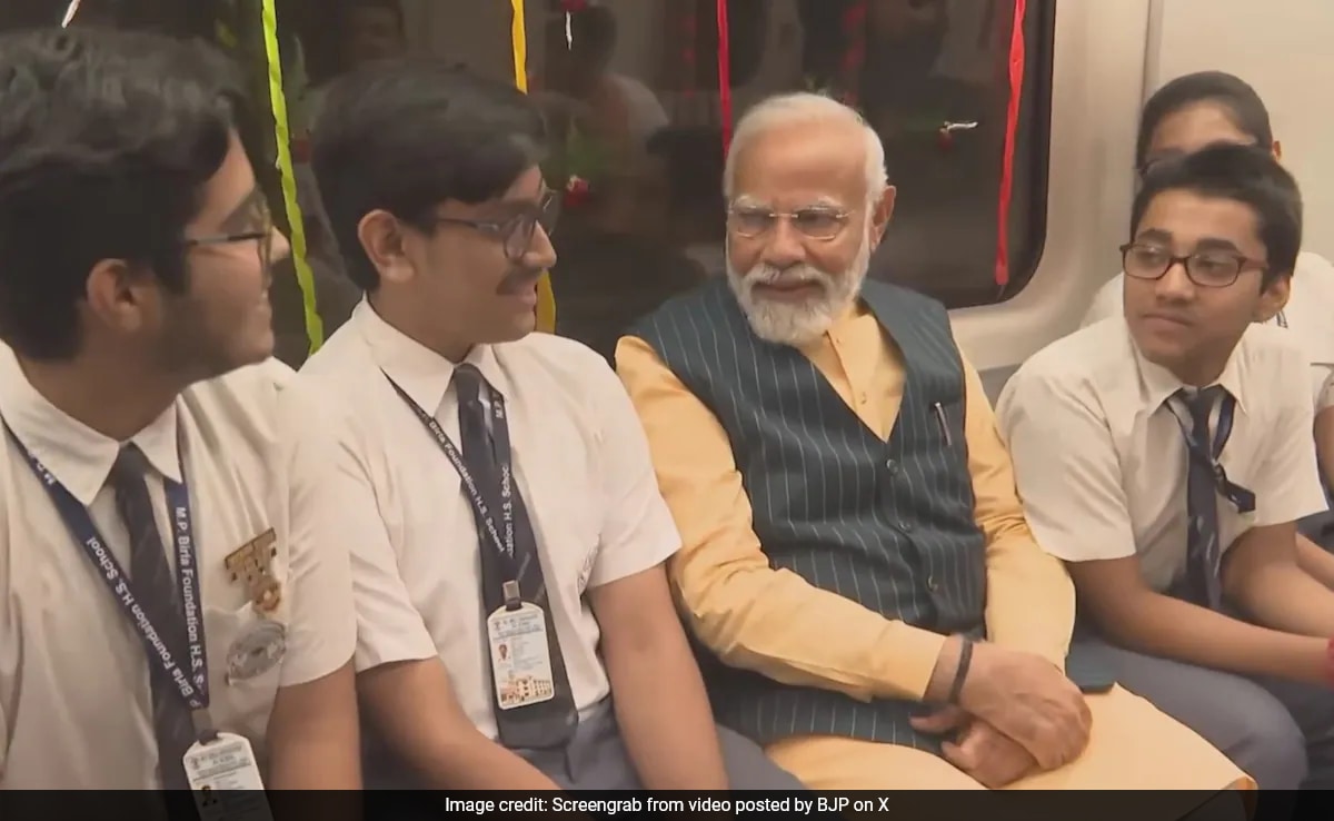 Watch: PM Modi Travels In India's First Underwater Metro In Kolkata With Students