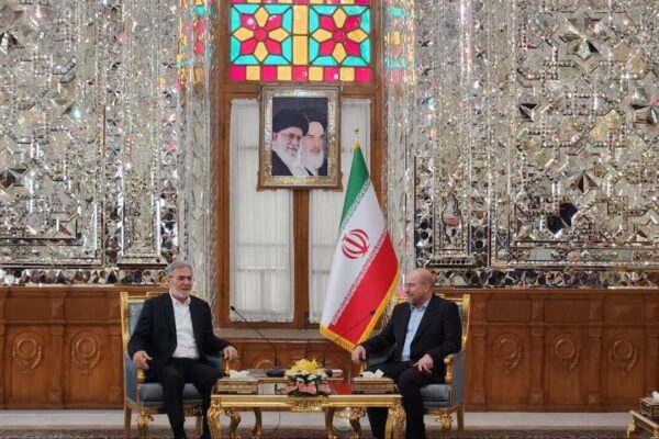 Iran parliament speaker meets with Ziad Al-Nakhale in Tehran