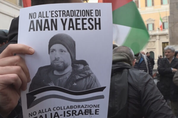 Protest held outside Italian Parliament over arrest of Palestinian without charge