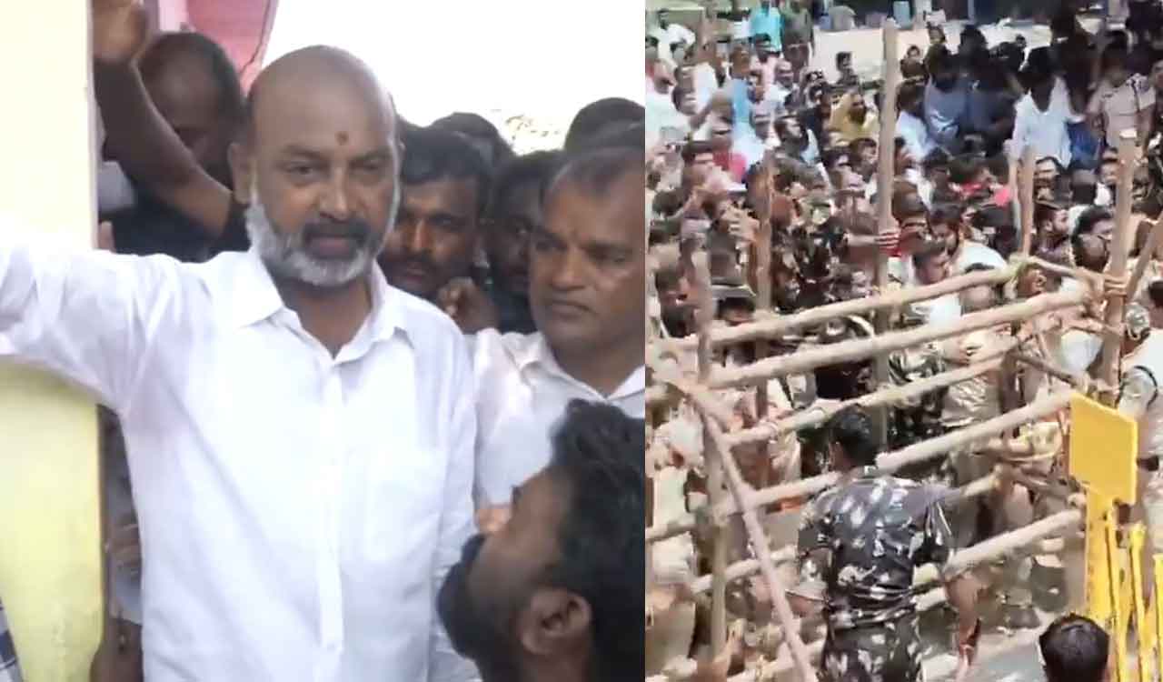 Watch: Bandi Sanjay’s visit to Chengicherla triggers tension; BJP workers clash with police