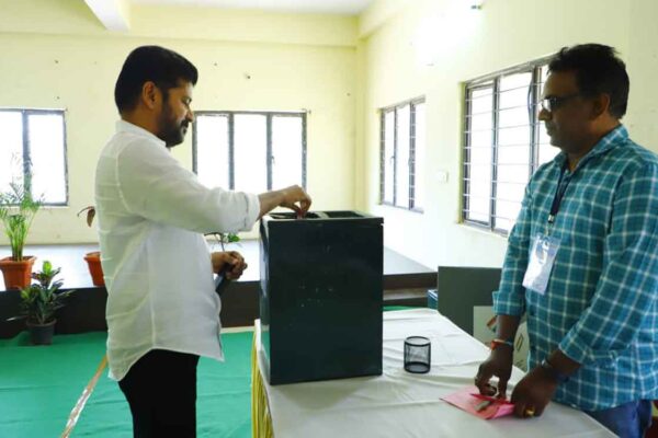 CM Revanth casts his vote in Mahabubnagar MLC bypoll