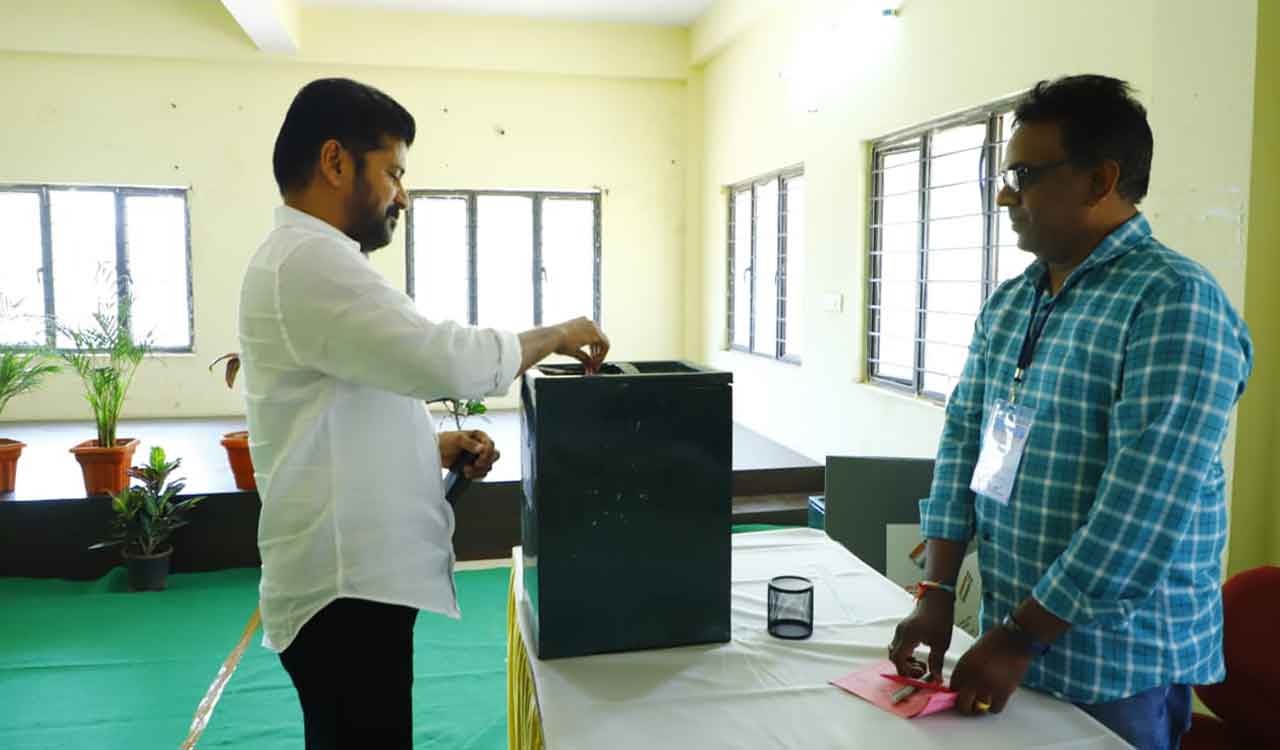 CM Revanth casts his vote in Mahabubnagar MLC bypoll