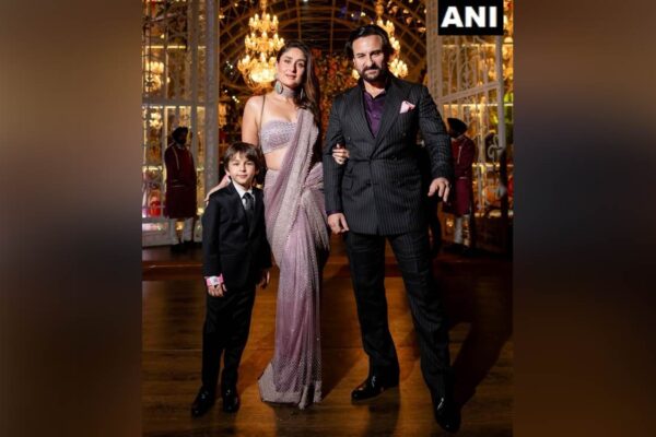 Kareena Kapoor, Saif Ali Khan, and Taimur attend Ambani-Merchant pre-wedding