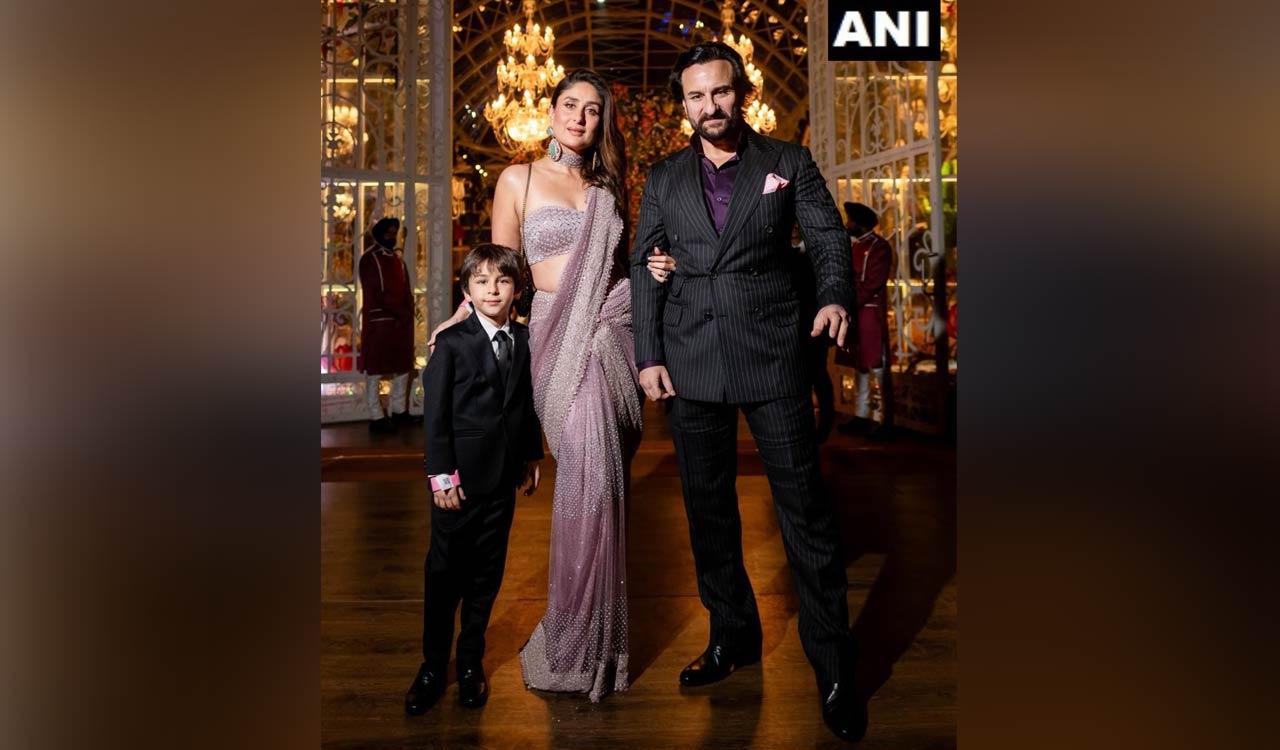 Kareena Kapoor, Saif Ali Khan, and Taimur attend Ambani-Merchant pre-wedding