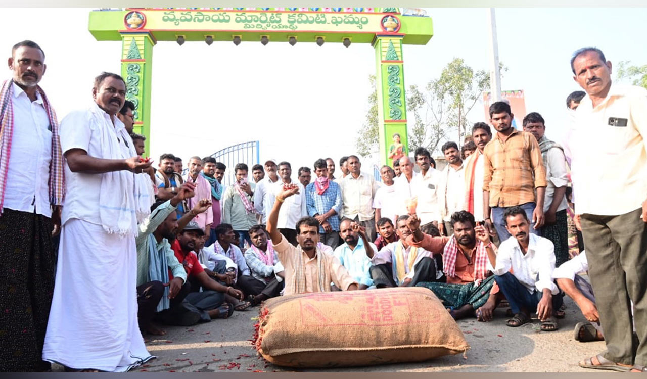 Khammam: Chilli farmers on agitation path over falling prices