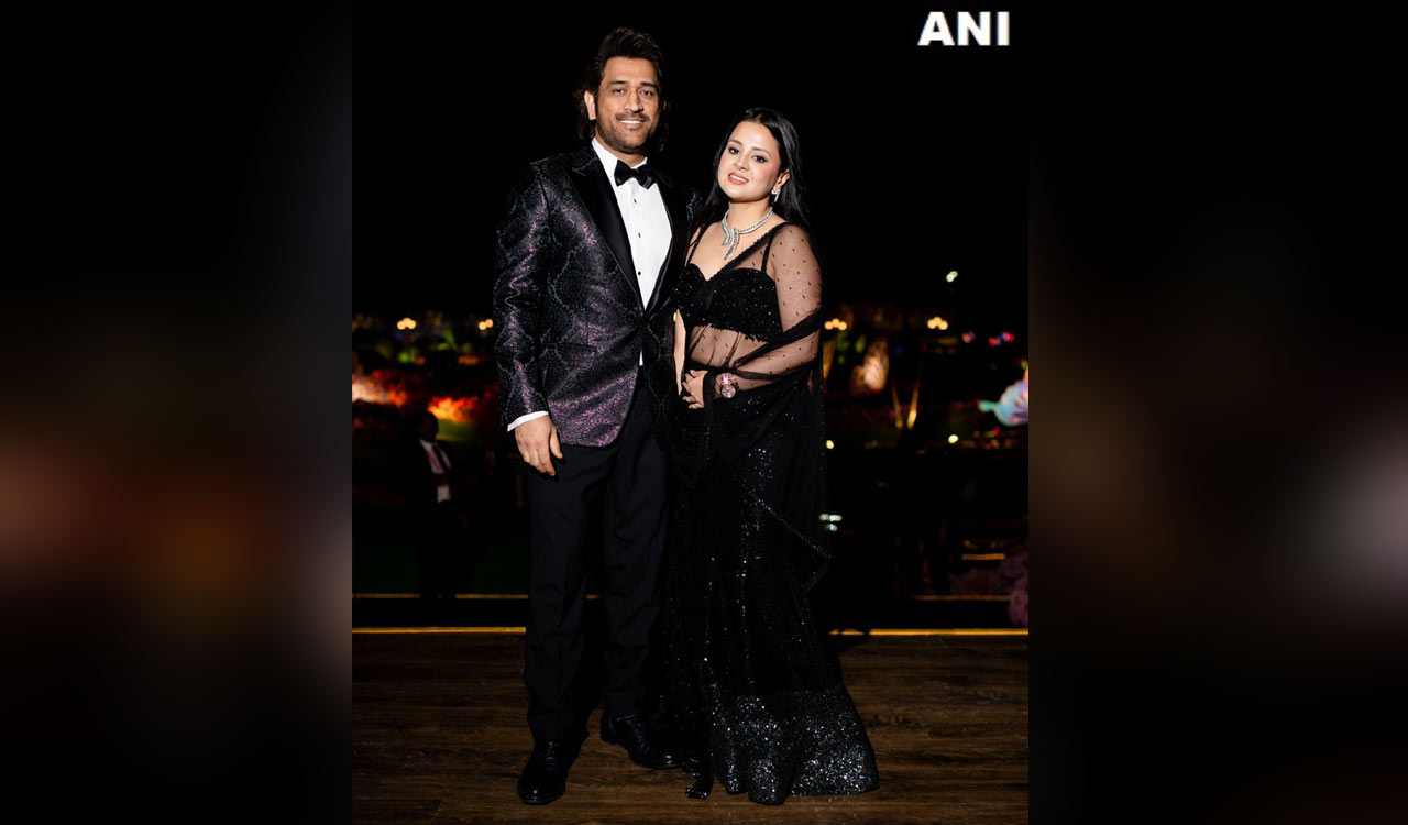 MS Dhoni, Sakshi stylish in Black at Anant Ambani’s pre-wedding bash