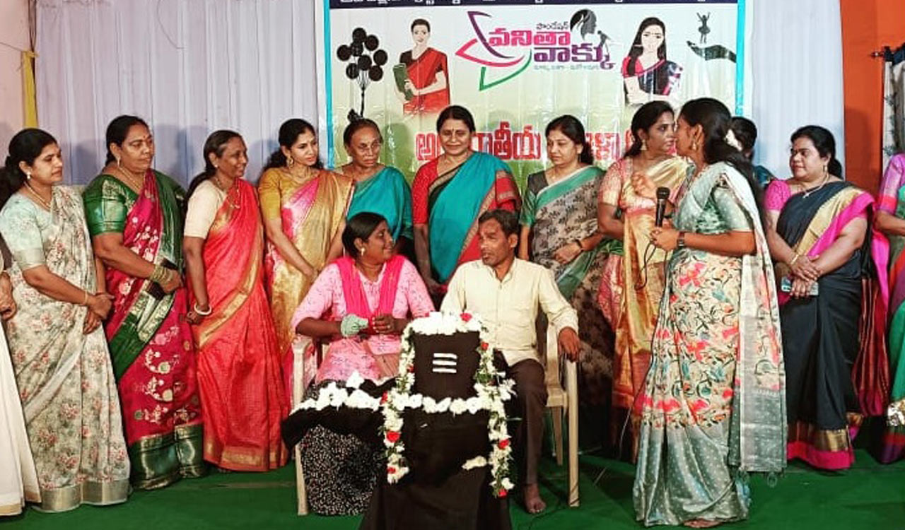 Physically challenged woman felicitated in Mancherial