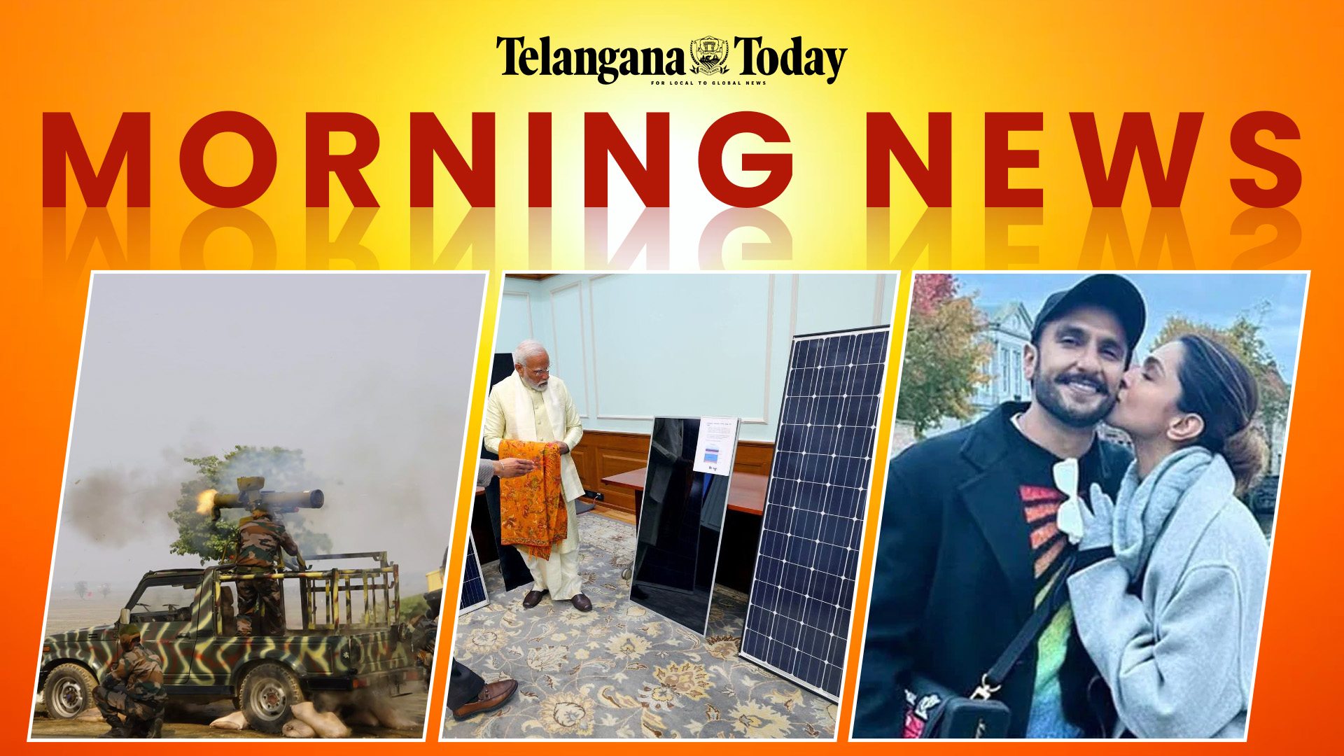 Morning News Today: Indian Army Missile, Solar Scheme for Households, Deepika-Ranveer First Child