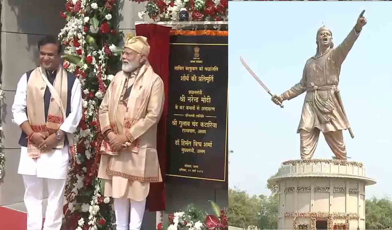 PM Modi unveils 125-feet statue of Lachit Borphukan in Assam