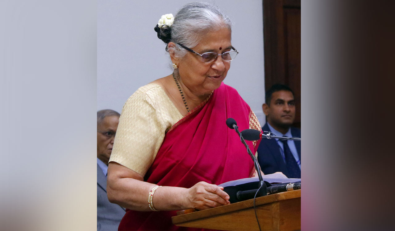 Sudha Murty takes oath as Rajya Sabha MP