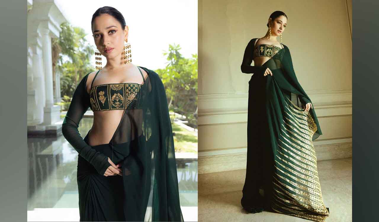 Tamannaah Bhatia stuns in Green ethnic attire for ‘Aranmanai 4’ photoshoot